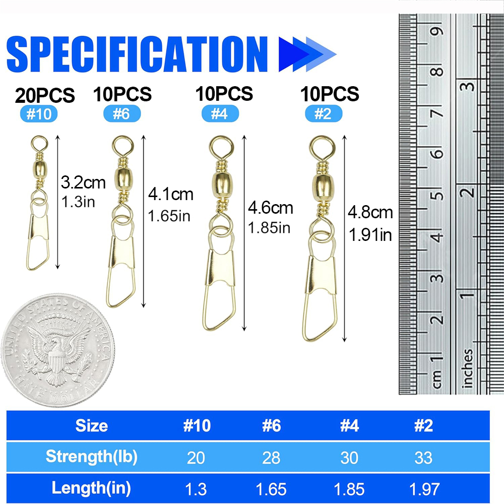 50Pcs Gold Fishing Barrel Swiv - Fishing Lure Accessories ulasan dan harga