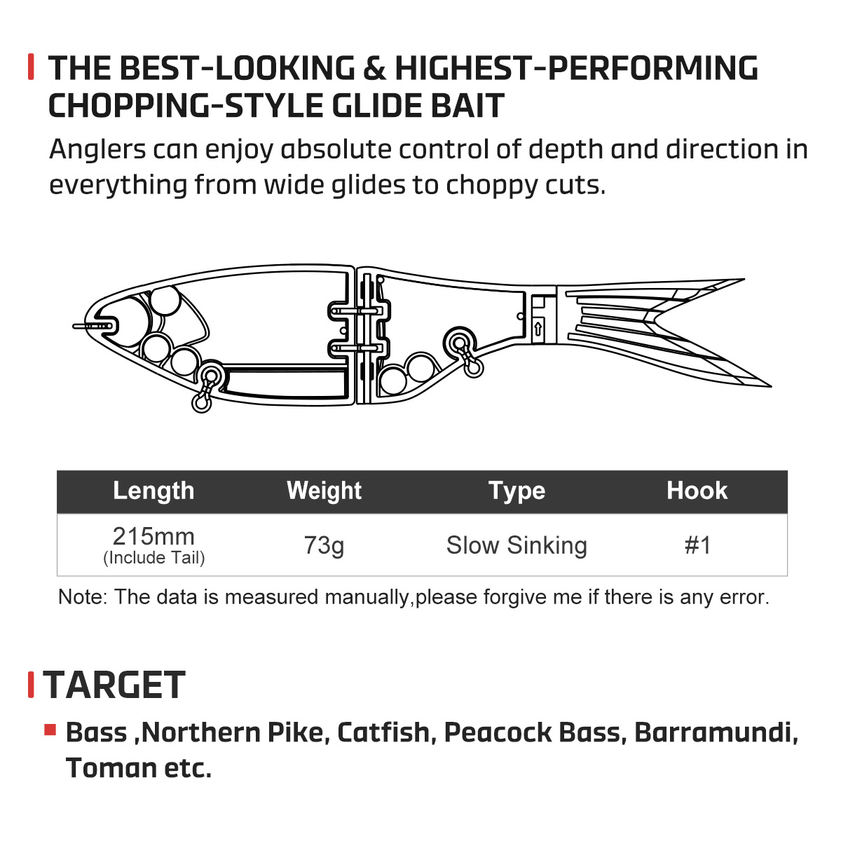 Noeby 215mm 73gAmata Glide Swi - Fishing Lure Spinnerbait ulasan dan harga
